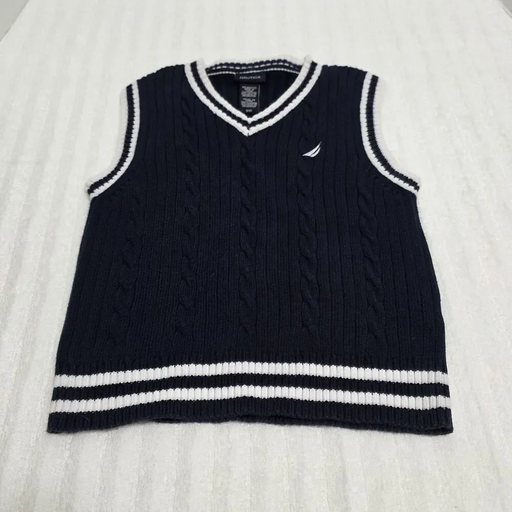 Nautica Sweater Vest Navy Blue & White Toddler Size Small/5